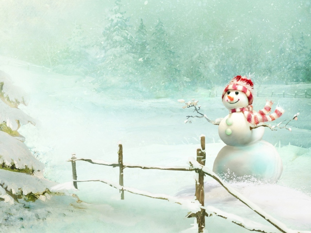Обои Happy Snowman 640x480