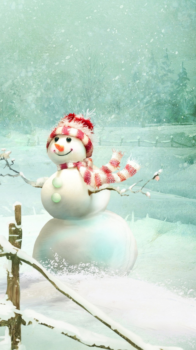 Das Happy Snowman Wallpaper 750x1334