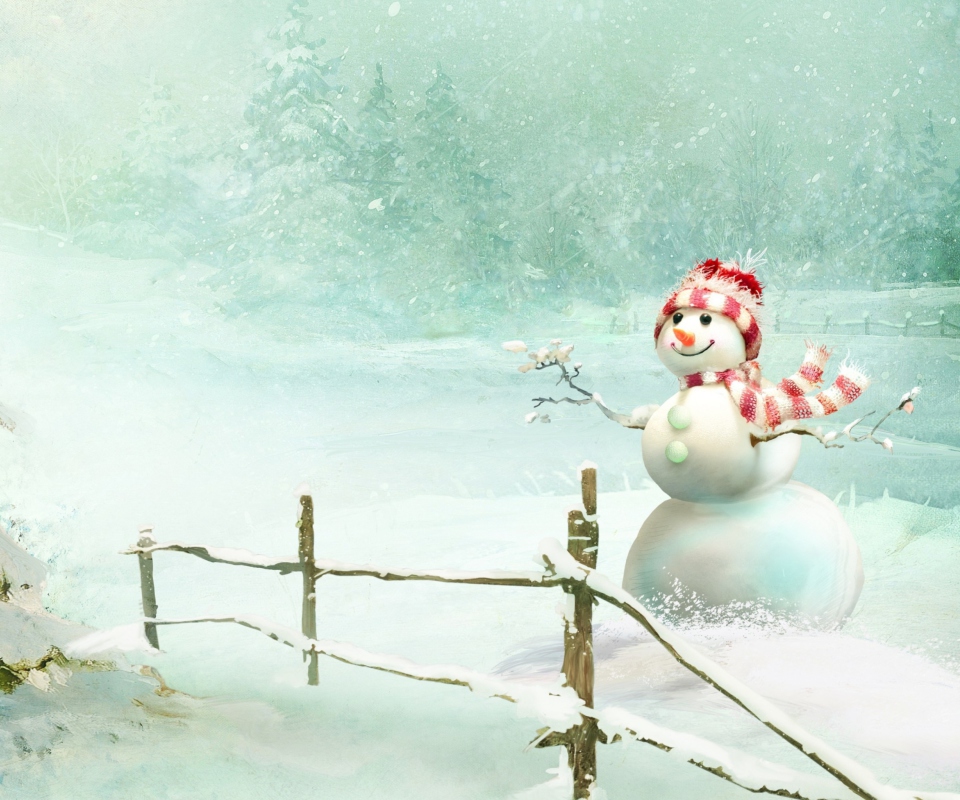 Happy Snowman wallpaper 960x800