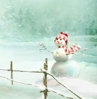 Free Happy Snowman Picture for iPad 3