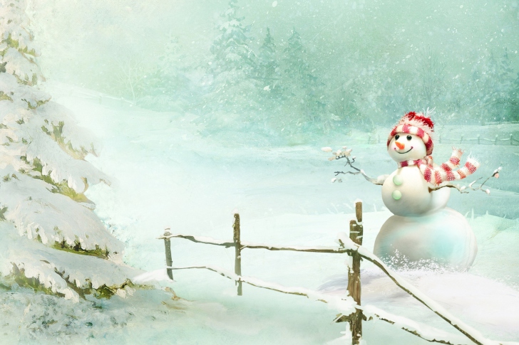 Das Happy Snowman Wallpaper