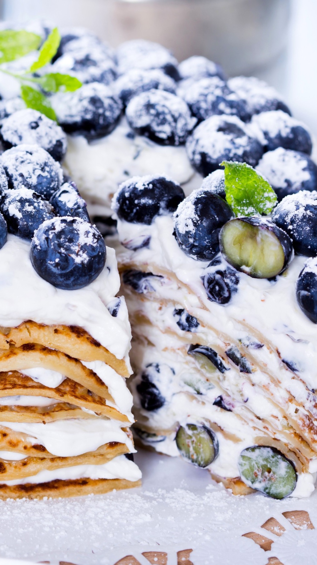Das Blueberry And Cream Cake Wallpaper 1080x1920