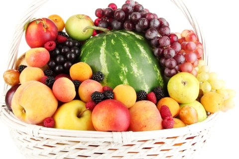 Обои Berries And Fruits In Basket 480x320