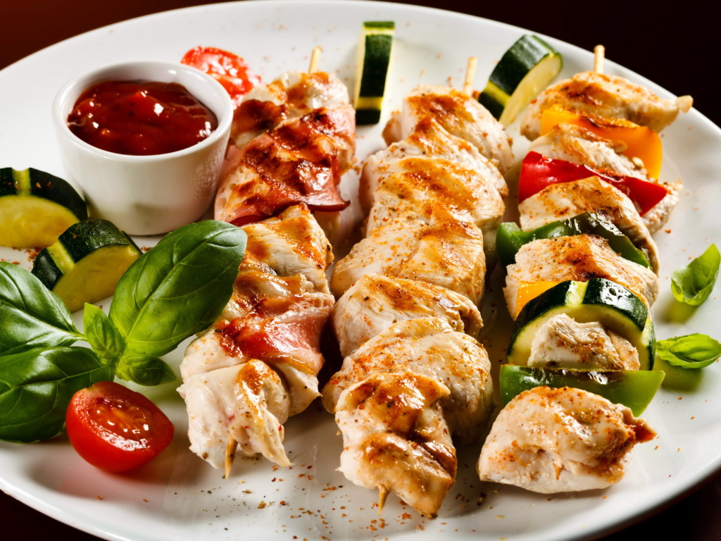 Screenshot №1 pro téma Chicken Skewers as Kebab with Sauce 1024x768