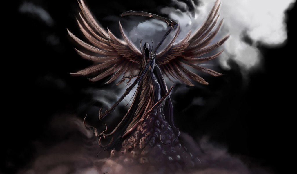 Grim Black Angel wallpaper 1024x600