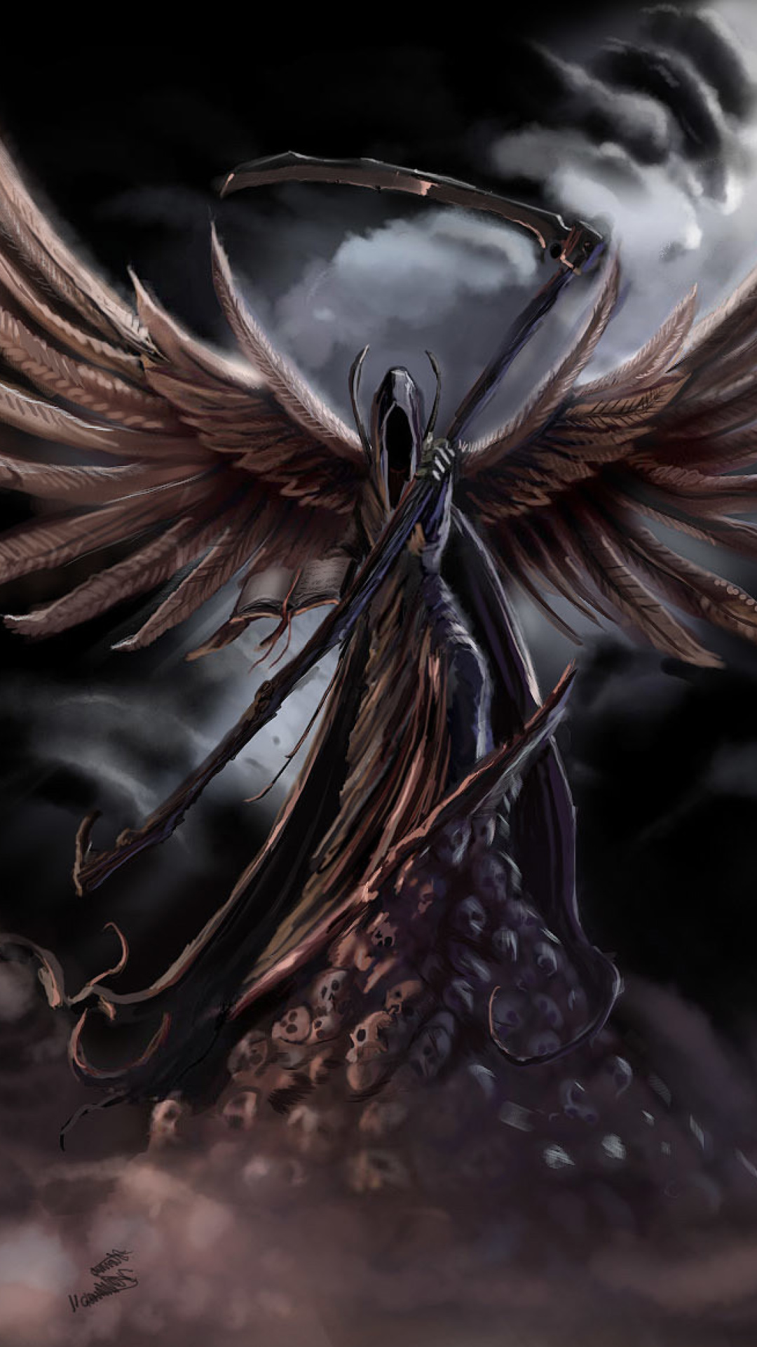 Fondo de pantalla Grim Black Angel 1080x1920