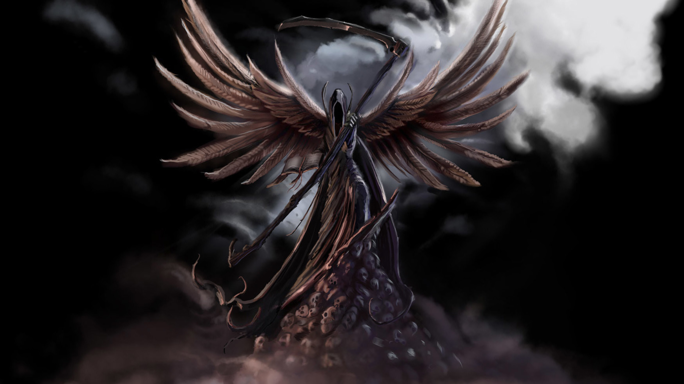 Grim Black Angel wallpaper 1366x768