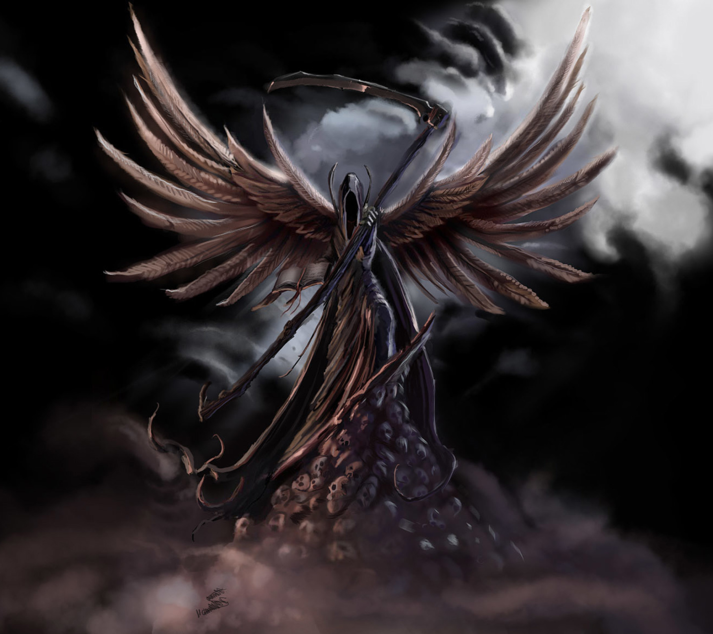 Sfondi Grim Black Angel 1440x1280