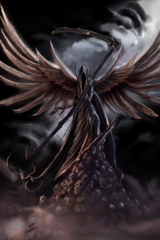 Das Grim Black Angel Wallpaper 320x480