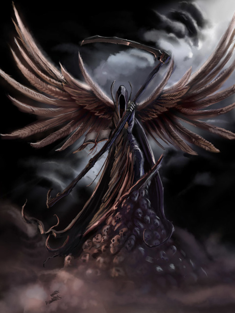 Fondo de pantalla Grim Black Angel 480x640