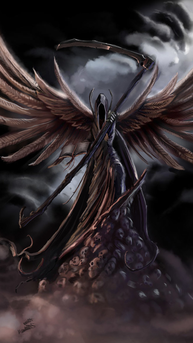 Обои Grim Black Angel 640x1136