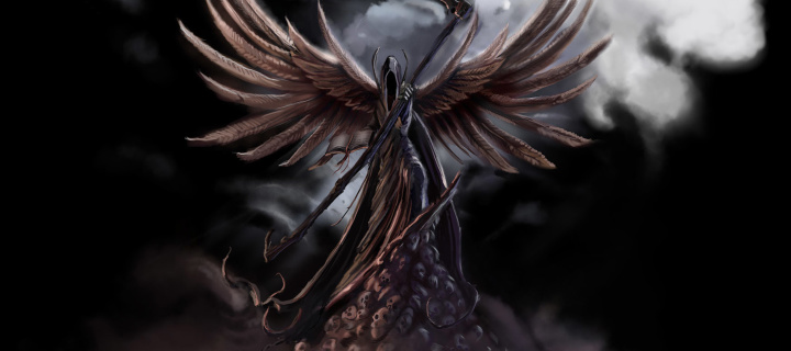 Grim Black Angel wallpaper 720x320