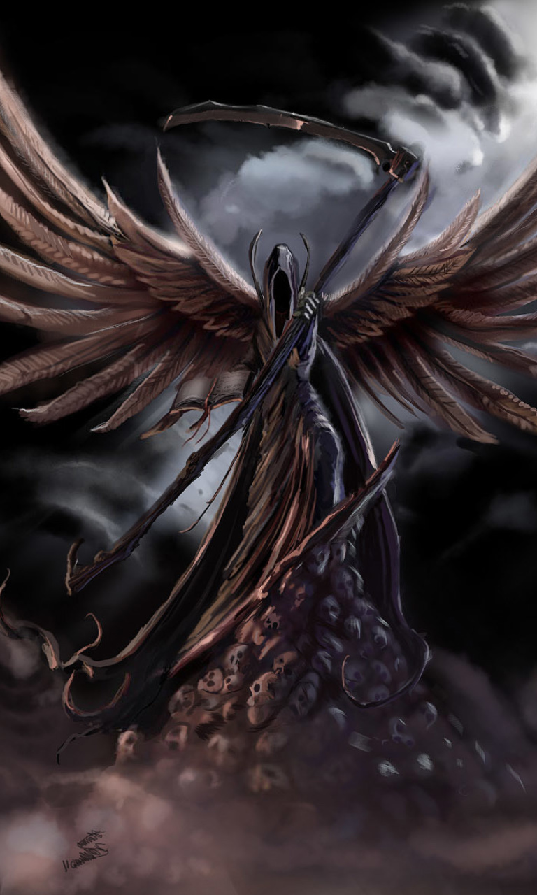 Grim Black Angel wallpaper 768x1280