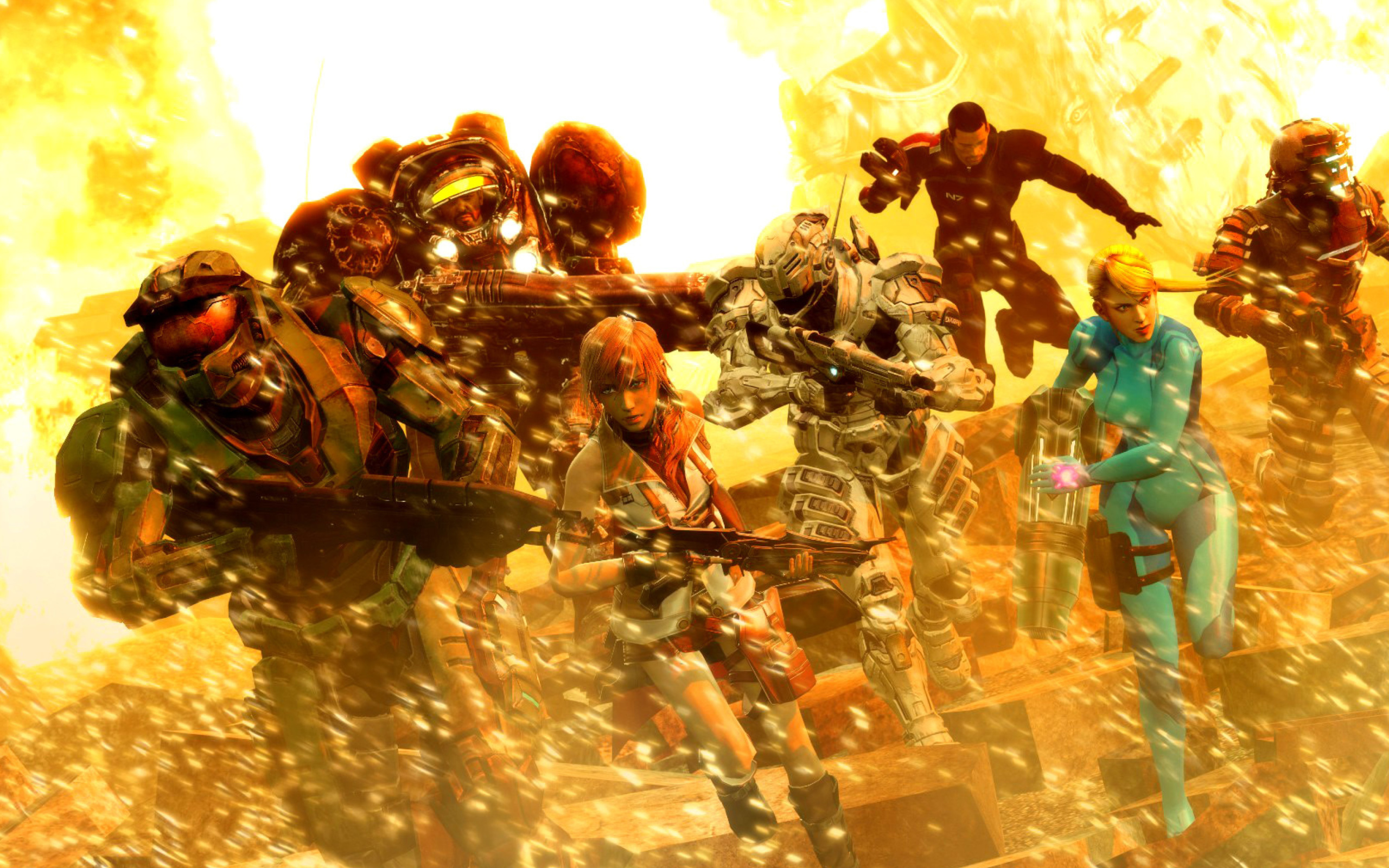 Mass effect, Shepard, Halo, Final fantasy 13, Dead space Characters wallpaper 2560x1600