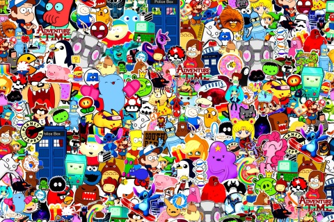 Das Cartoon Stickers Wallpaper 480x320