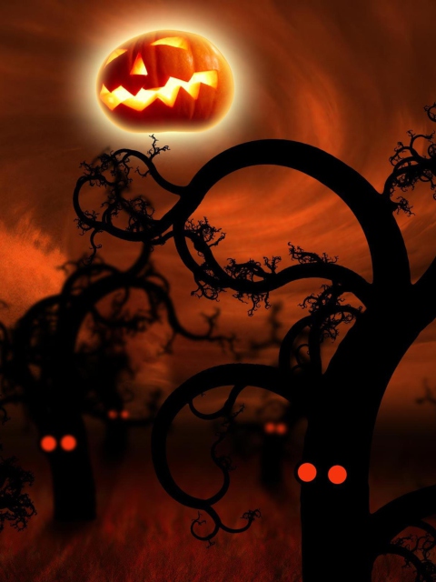 Das Halloween Night And Costumes Wallpaper 480x640