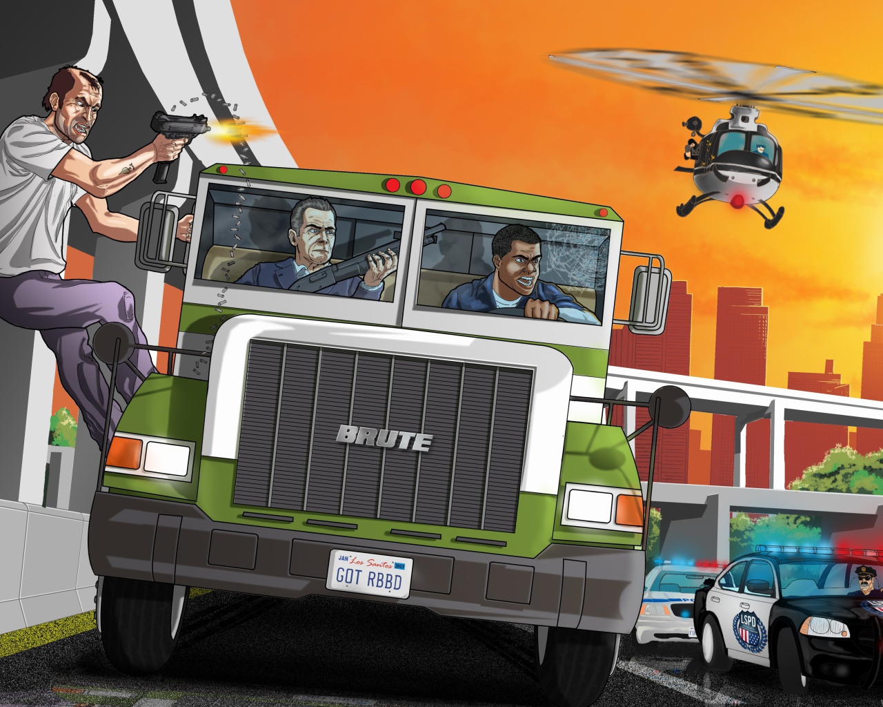 Fondo de pantalla Grand Theft Auto 5 Los Santos Fight 1280x1024