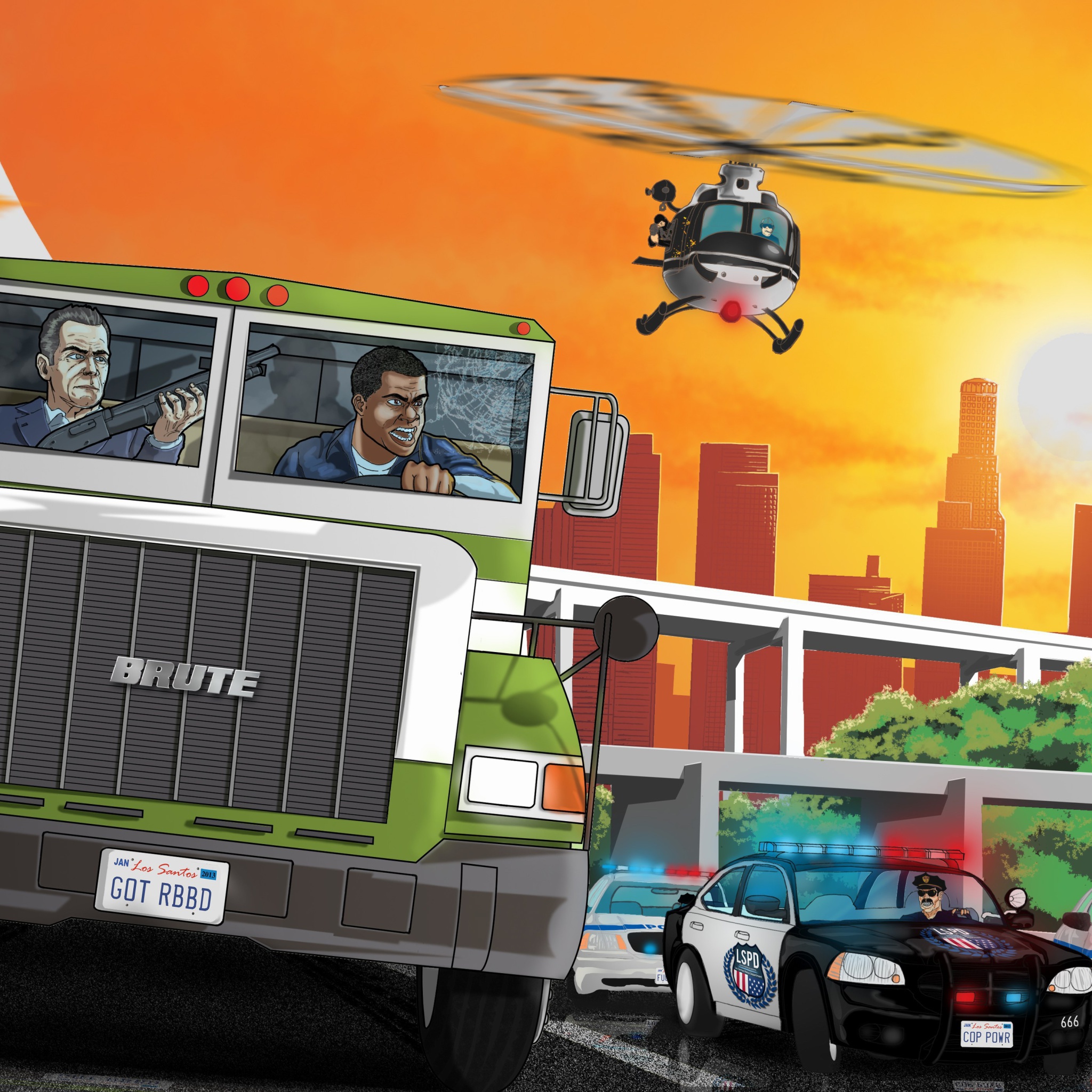 Fondo de pantalla Grand Theft Auto 5 Los Santos Fight 2048x2048