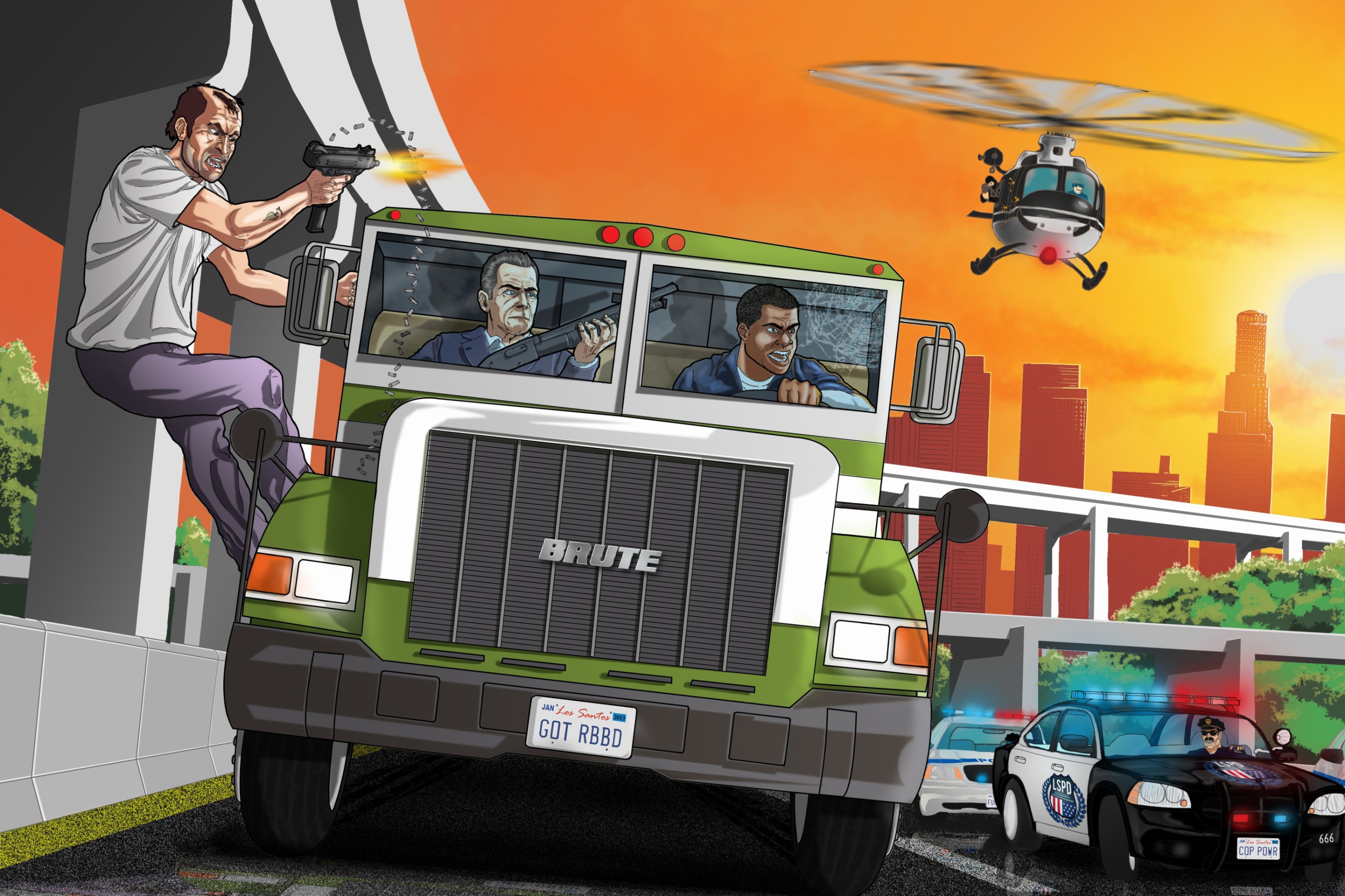 Fondo de pantalla Grand Theft Auto 5 Los Santos Fight 2880x1920