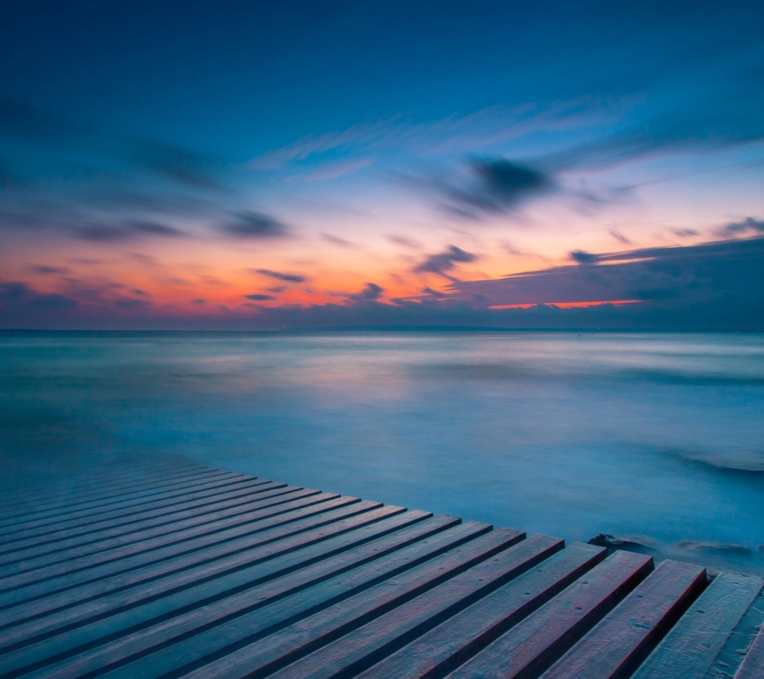 Orange Sunset Over Blue Sea screenshot #1 1080x960