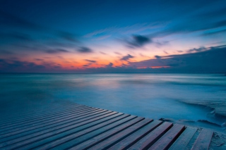 Orange Sunset Over Blue Sea - Obrázkek zdarma 