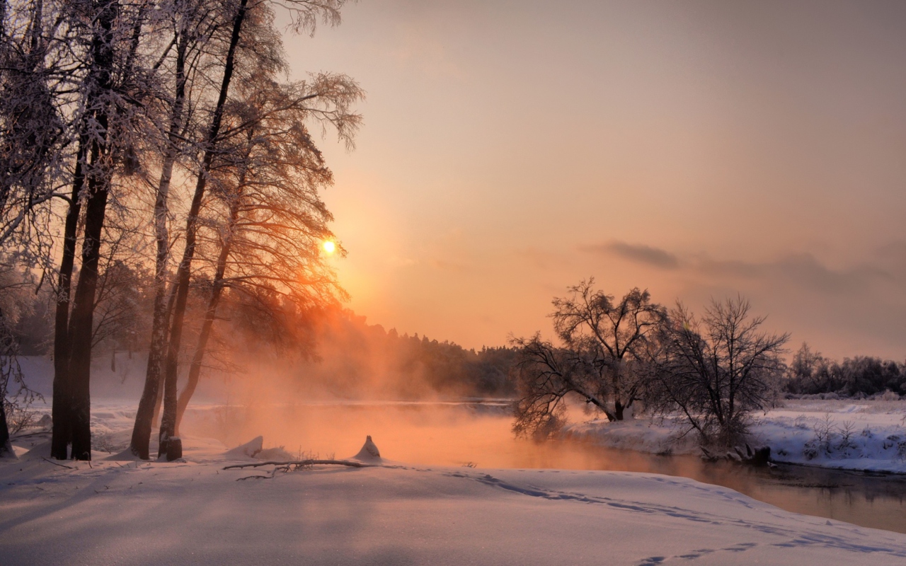 Winter Sun Over River screenshot #1 1280x800
