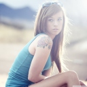 Beautiful Girl With Long Blonde Hair And Rose Tattoo wallpaper 128x128