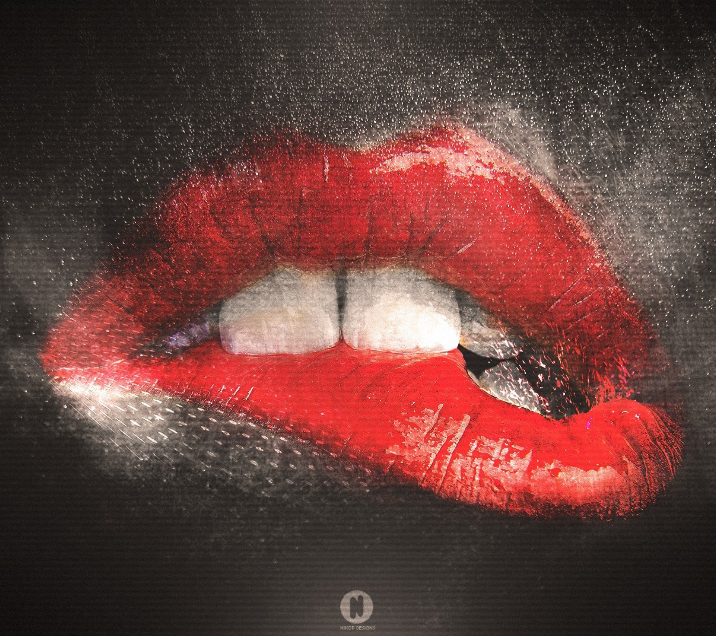 Das Red Lips Painting Wallpaper 1440x1280