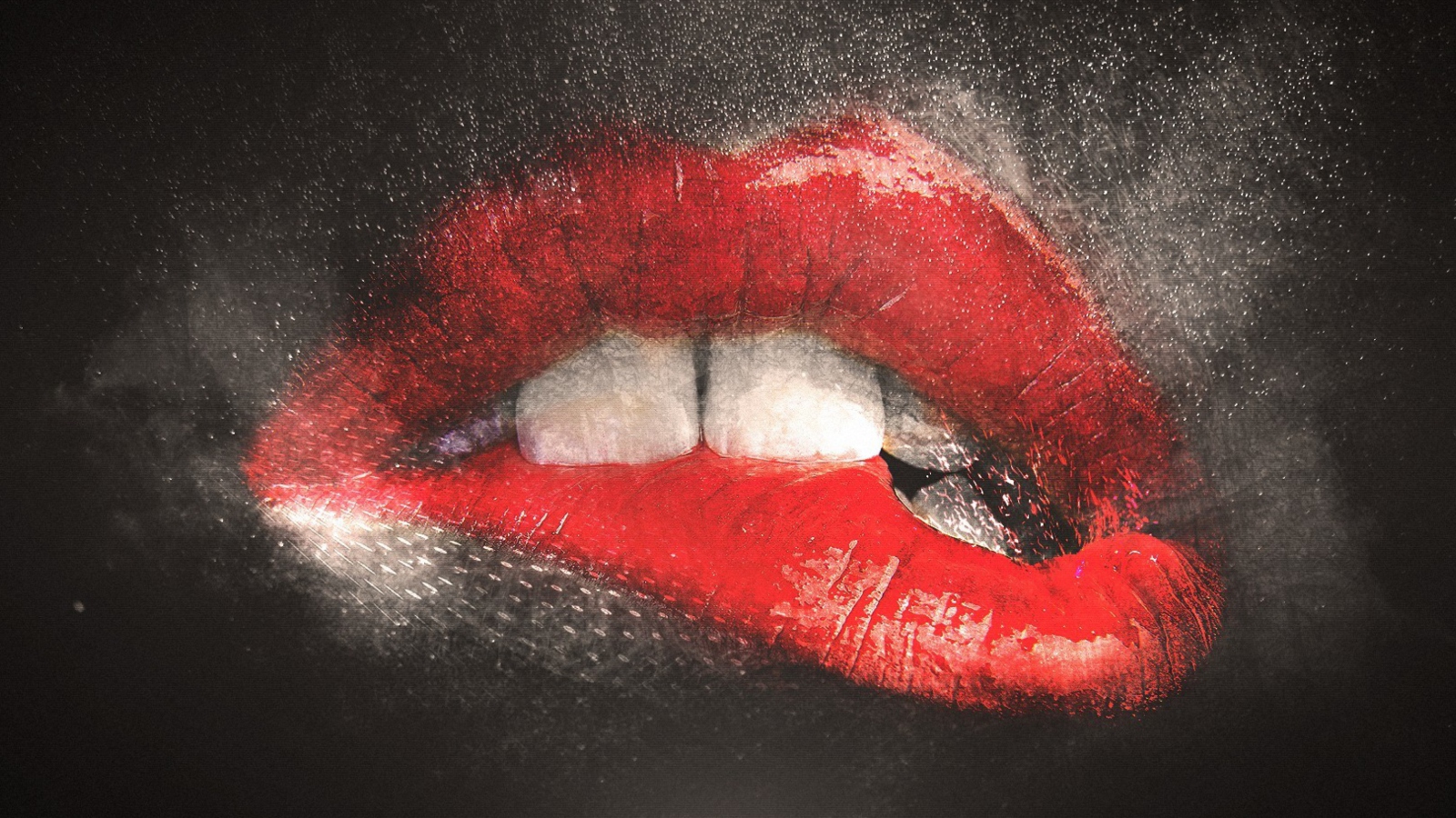 Das Red Lips Painting Wallpaper 1600x900