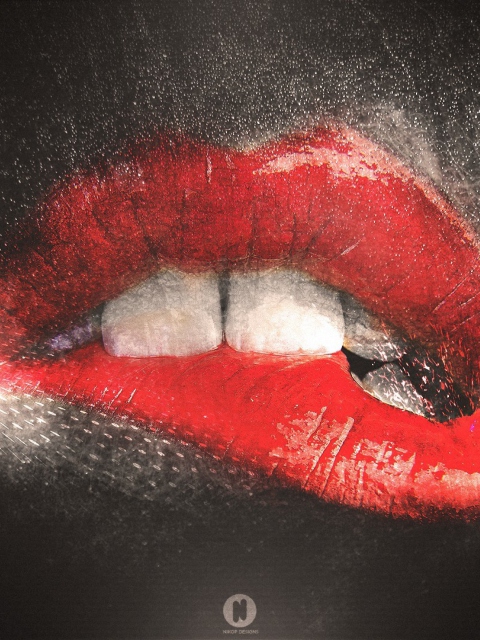 Red Lips Painting wallpaper 480x640
