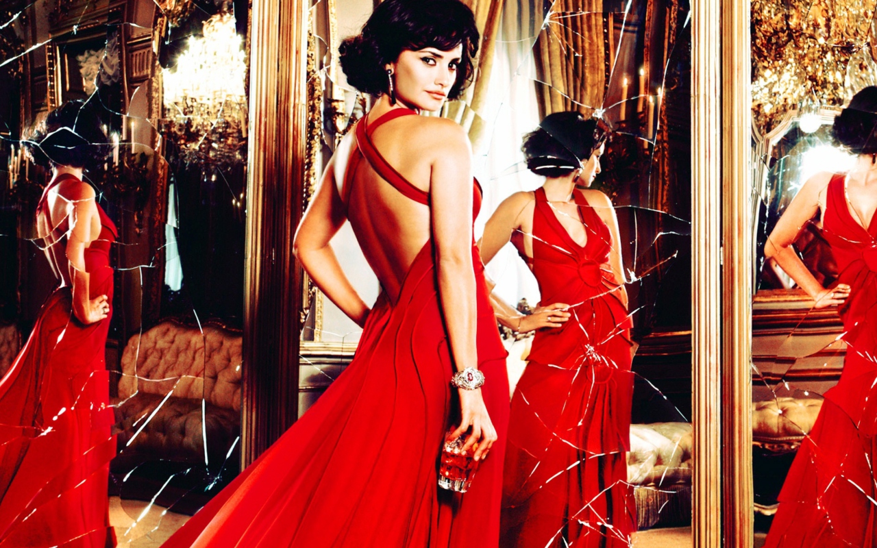 Sfondi Penelope Cruz In Glamorous Red Dress 1280x800