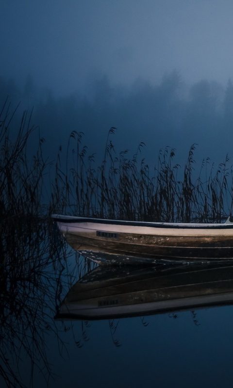 Das Boat in Night Wallpaper 480x800