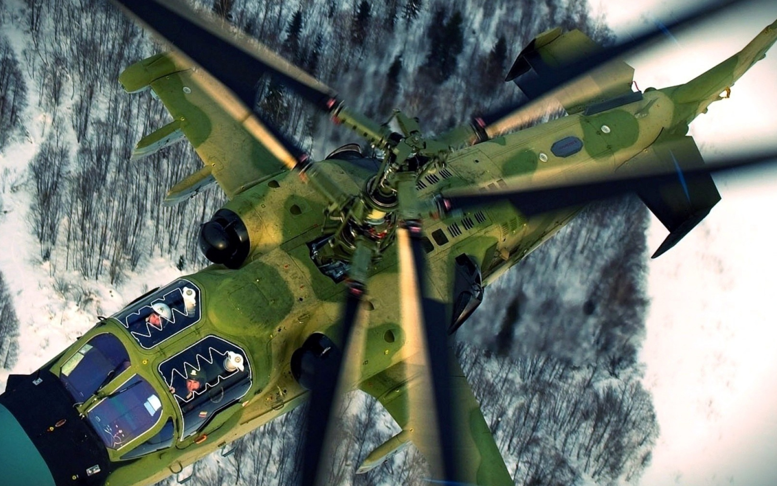 Обои Military helicopter, Kamov Ka 50, Ka 52 Alligator 2560x1600