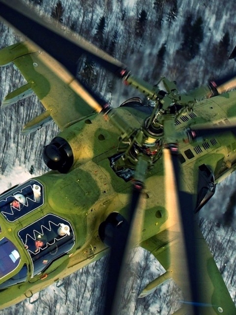 Fondo de pantalla Military helicopter, Kamov Ka 50, Ka 52 Alligator 480x640