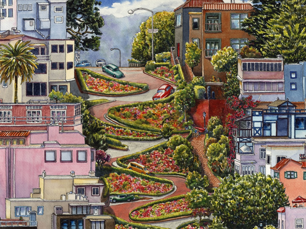 Обои Lombard Street in San Francisco 1024x768