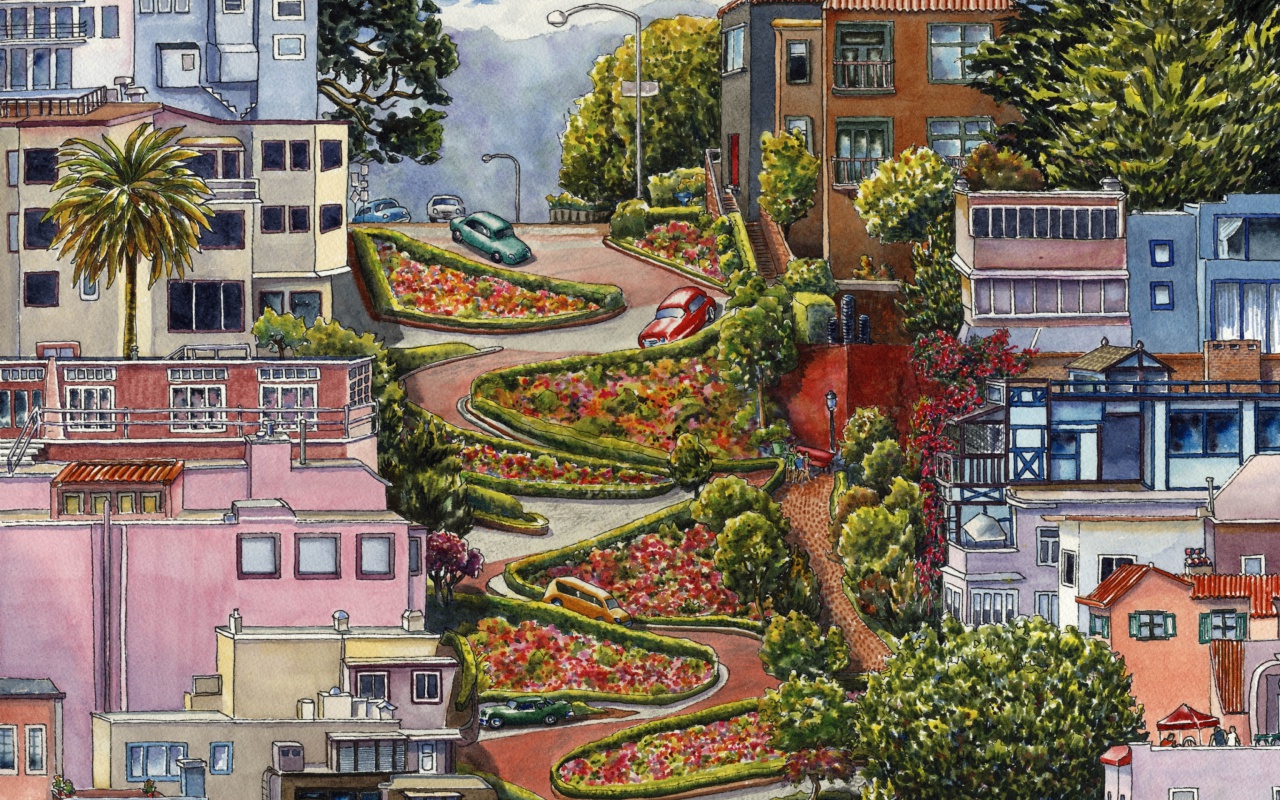Lombard Street in San Francisco wallpaper 1280x800