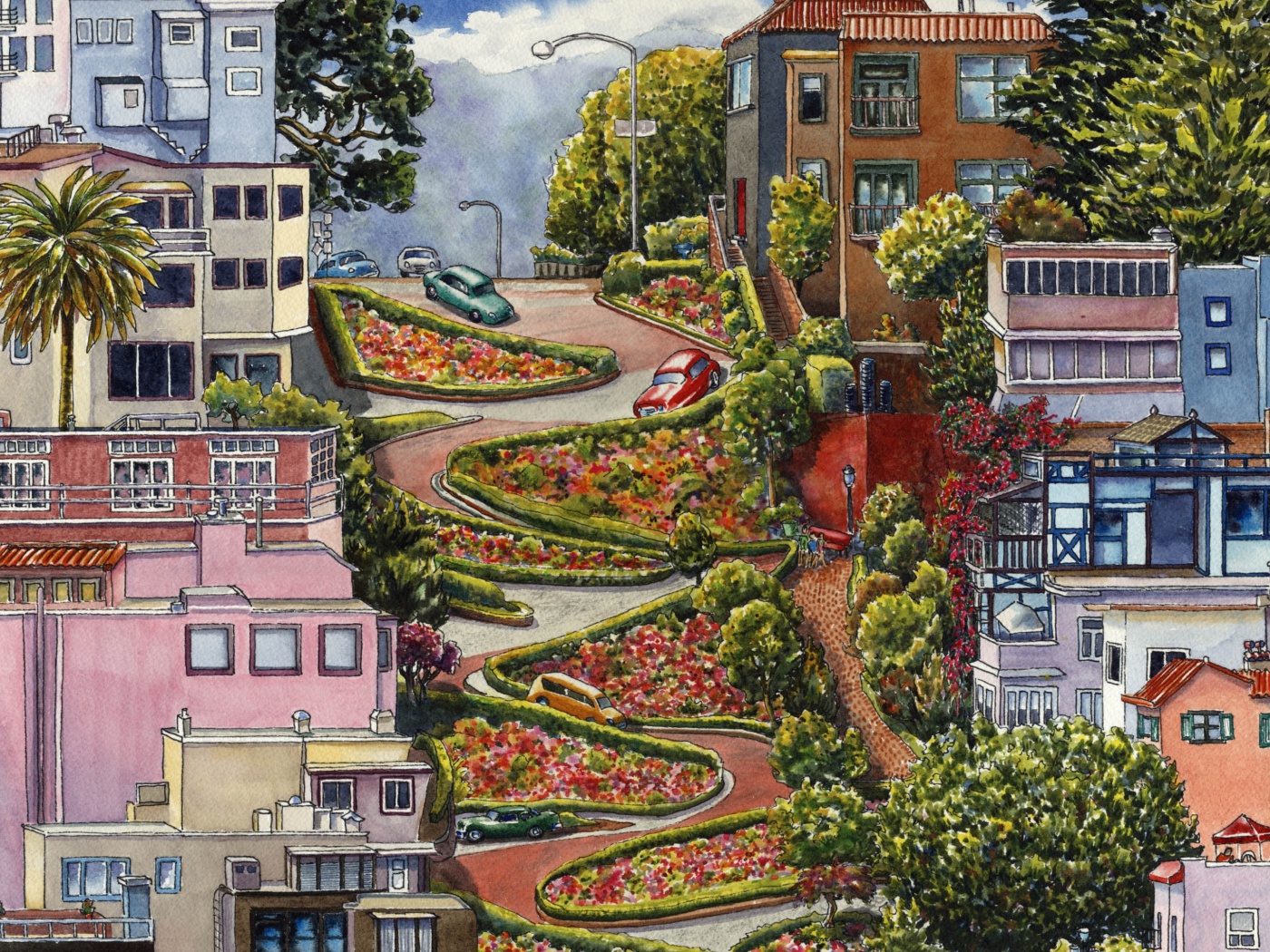 Screenshot №1 pro téma Lombard Street in San Francisco 1400x1050