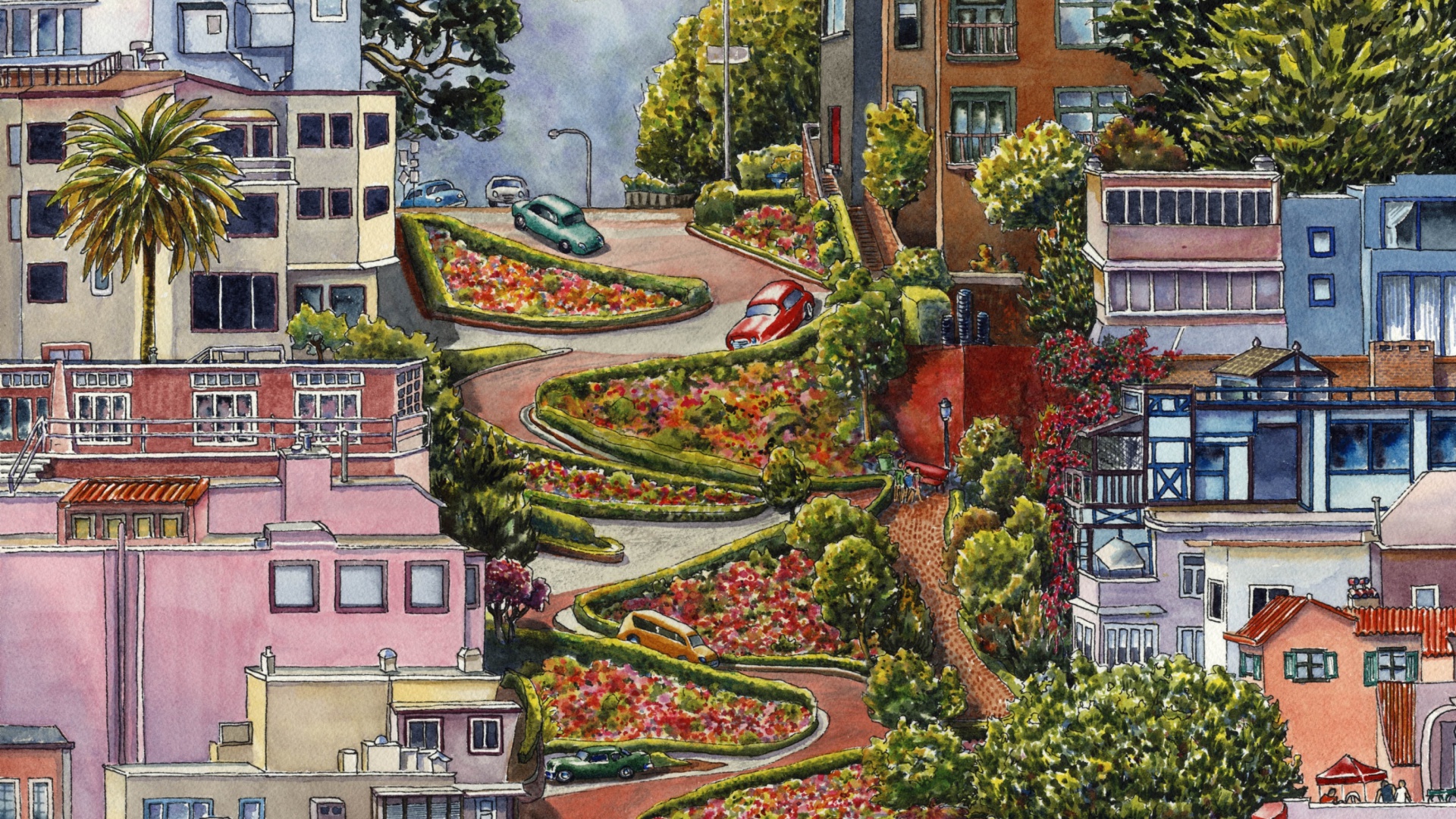 Fondo de pantalla Lombard Street in San Francisco 1920x1080