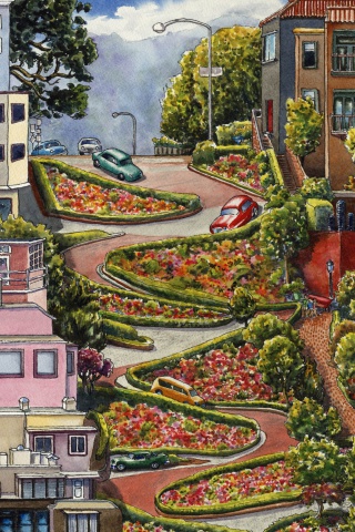 Fondo de pantalla Lombard Street in San Francisco 320x480