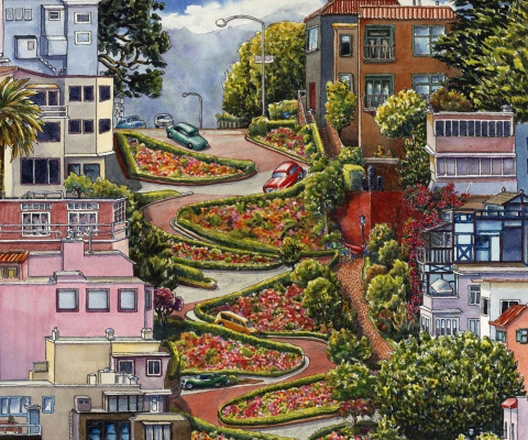 Das Lombard Street in San Francisco Wallpaper 480x400