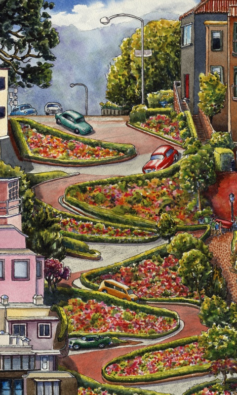 Das Lombard Street in San Francisco Wallpaper 480x800