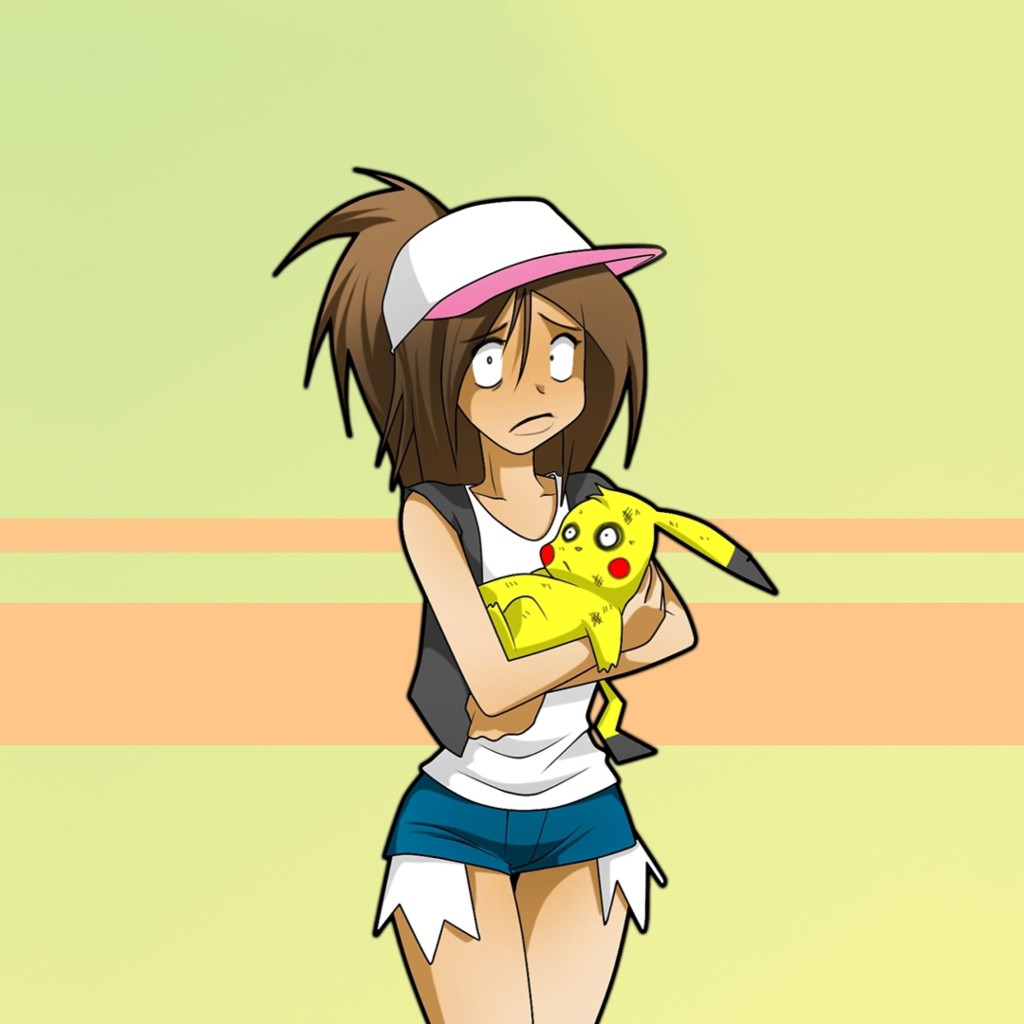 Das Hipster Girl And Her Pikachu Wallpaper 1024x1024