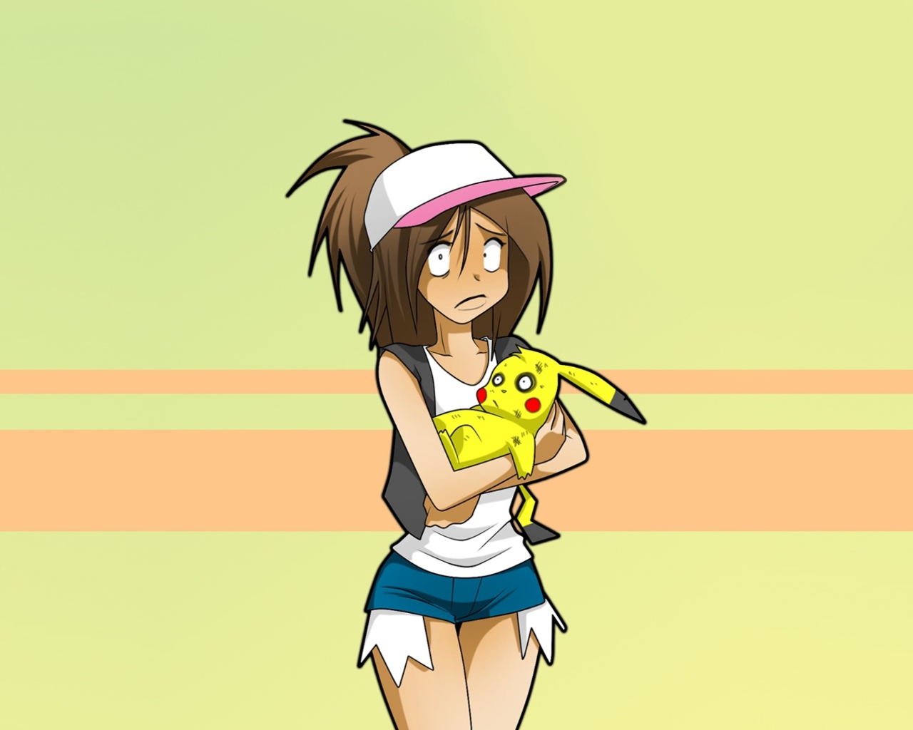 Hipster Girl And Her Pikachu wallpaper 1280x1024