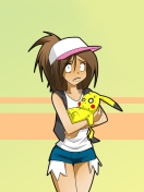 Hipster Girl And Her Pikachu wallpaper 132x176