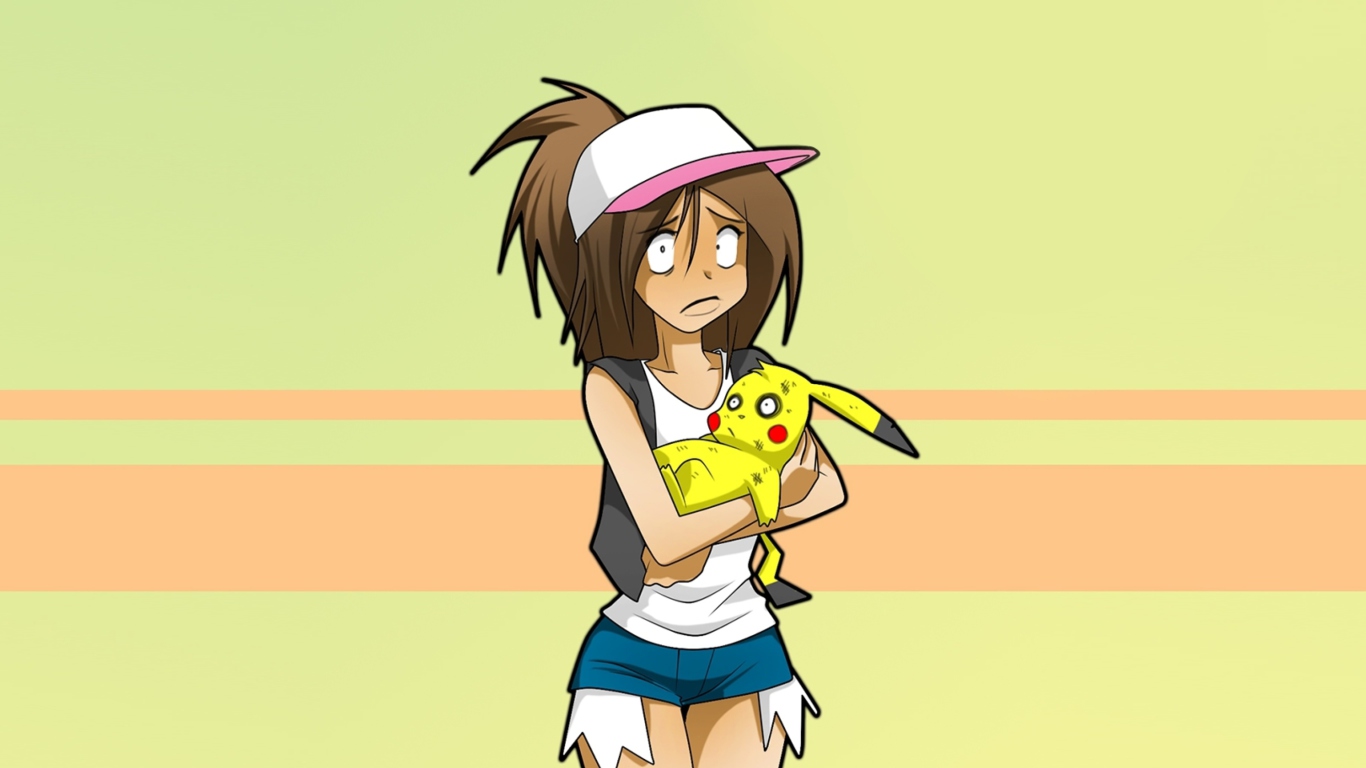 Screenshot №1 pro téma Hipster Girl And Her Pikachu 1366x768
