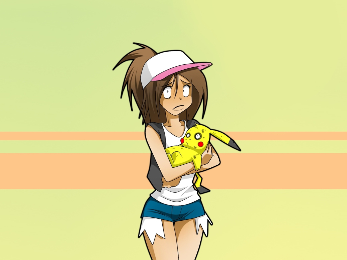 Hipster Girl And Her Pikachu wallpaper 1400x1050