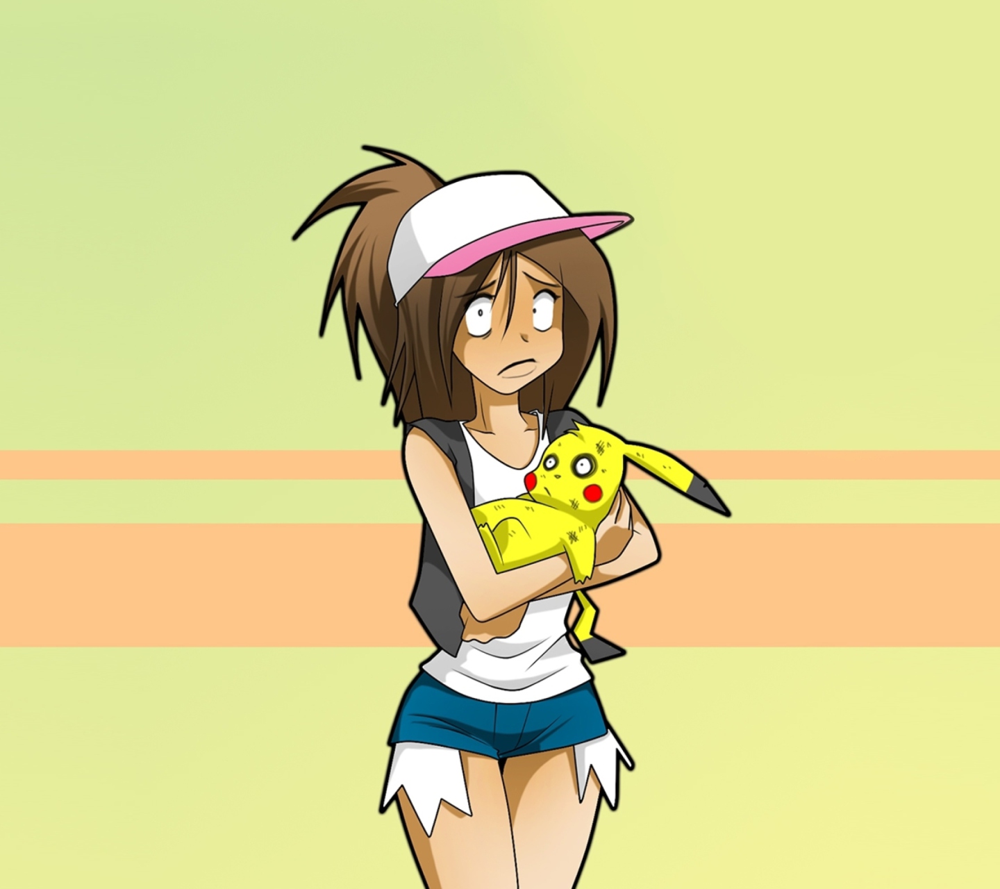 Fondo de pantalla Hipster Girl And Her Pikachu 1440x1280