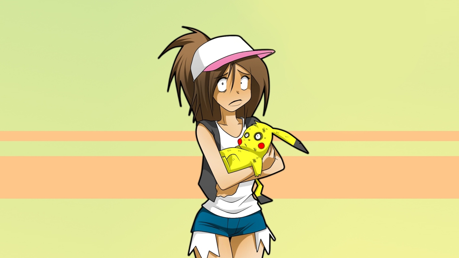 Hipster Girl And Her Pikachu wallpaper 1600x900