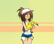 Hipster Girl And Her Pikachu wallpaper 176x144