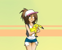 Hipster Girl And Her Pikachu wallpaper 220x176